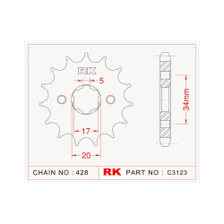 ΓΡΑΝΑΖΙ ΕΜΠΡΟΣ 17Δ 428ΑΛ HONDA CBR125 CBF125 GTR150 RK