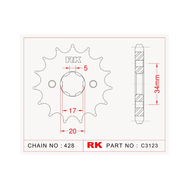 ΓΡΑΝΑΖΙ ΕΜΠΡΟΣ 17Δ 428ΑΛ HONDA CBR125 CBF125 GTR150 RK